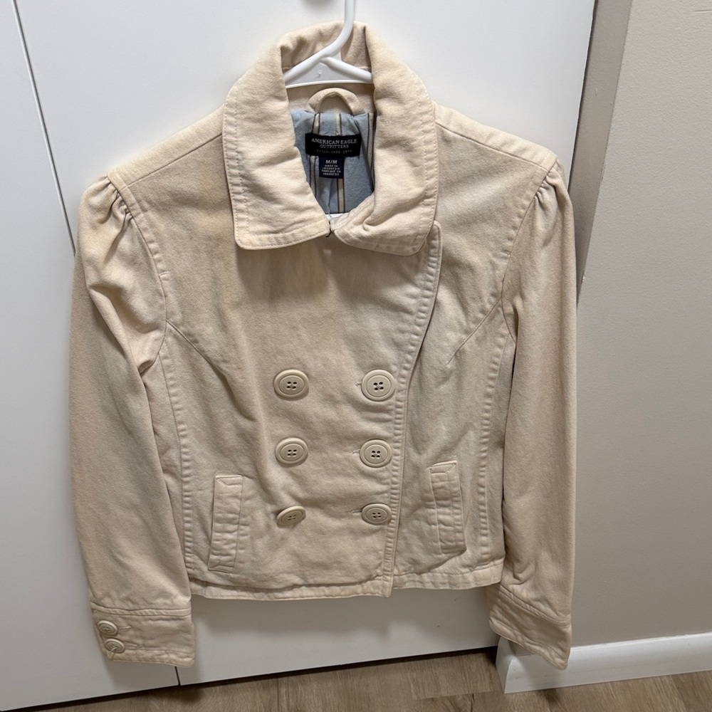 American Eagle Outfitters Cream Pea Coat
